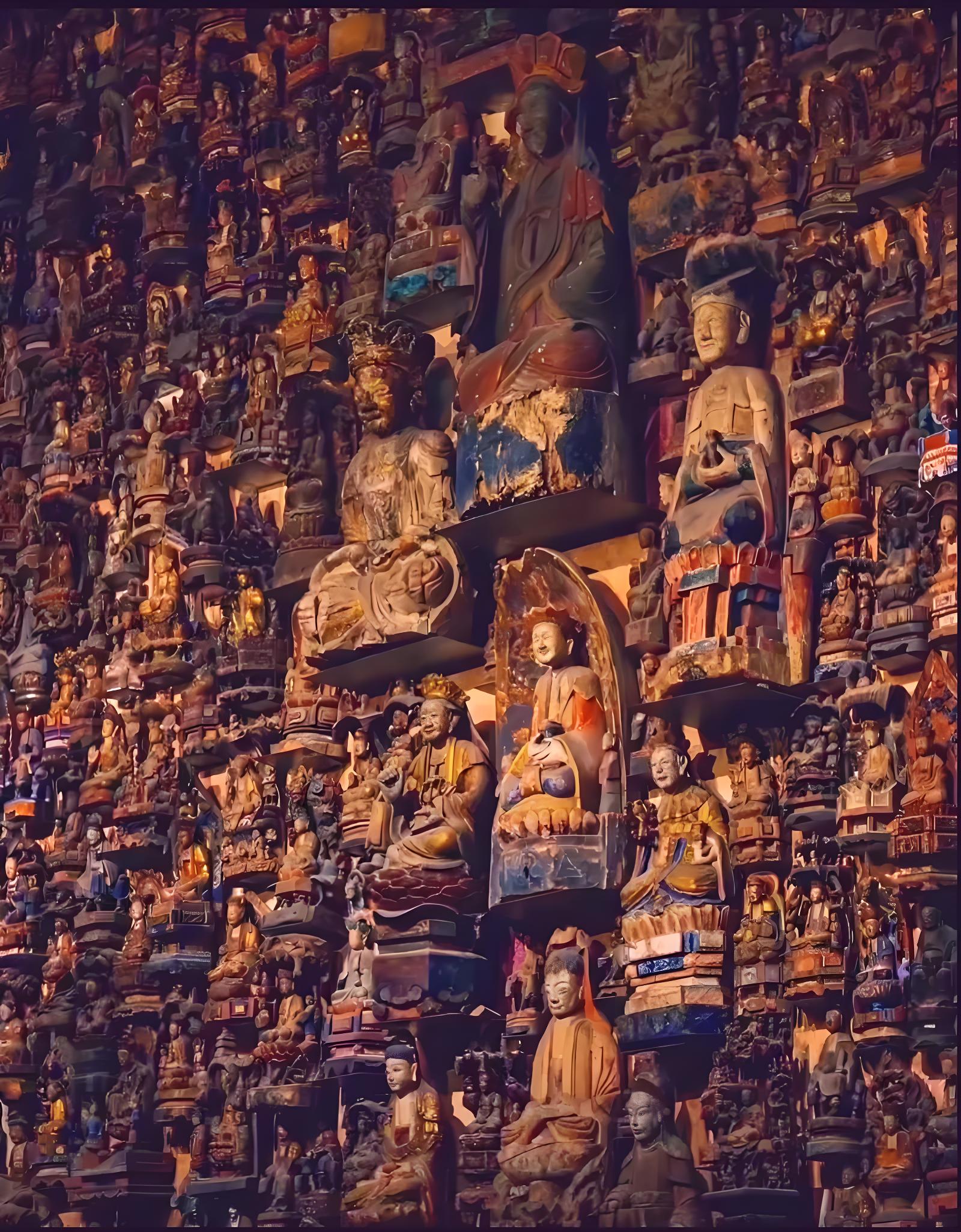 Buddha carved wall image, showing exquisite carving craftsmanship and religious cultural atmosphere