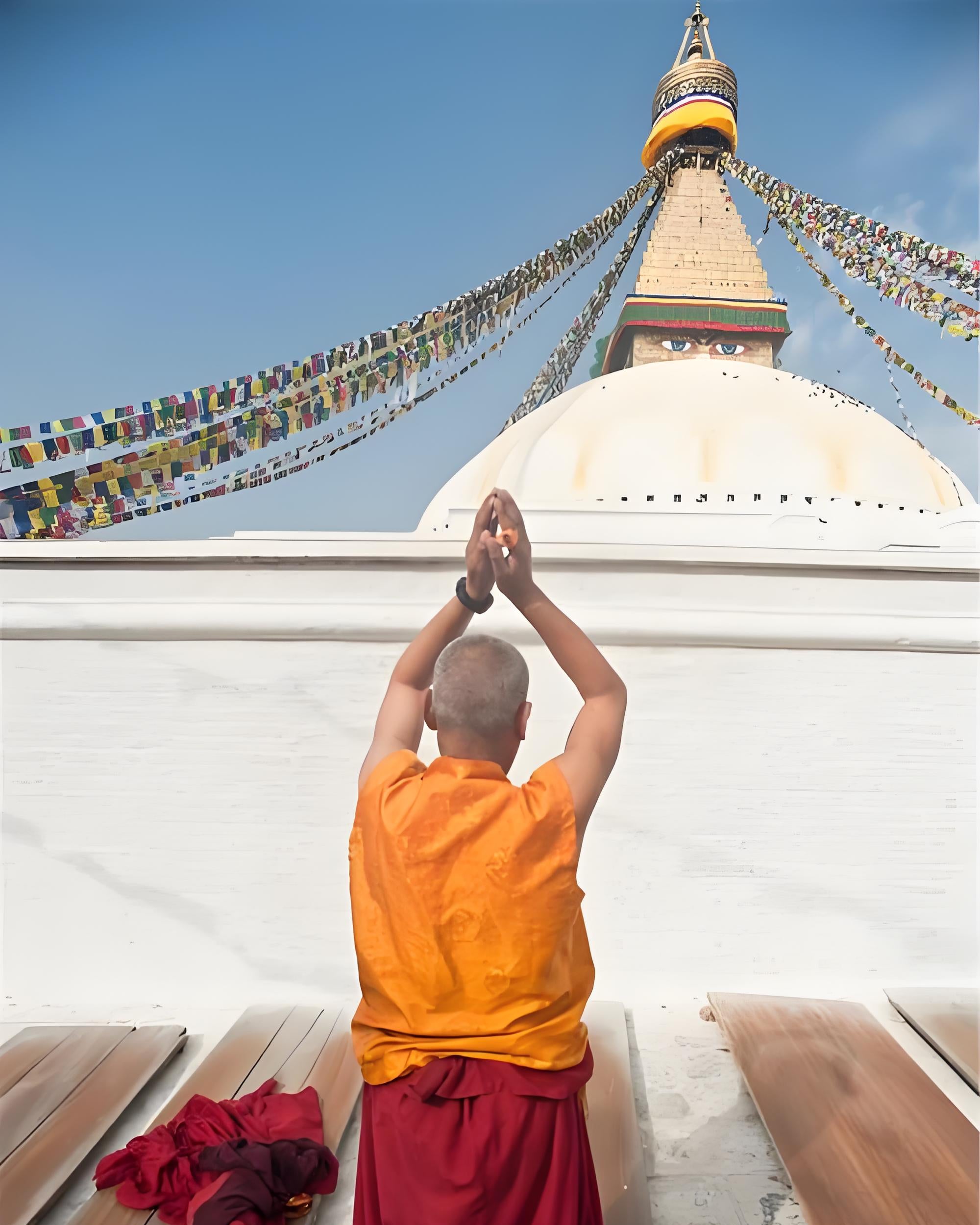 Pilgrimage ceremony image, showing devotees worshipping solemnly inside the temple