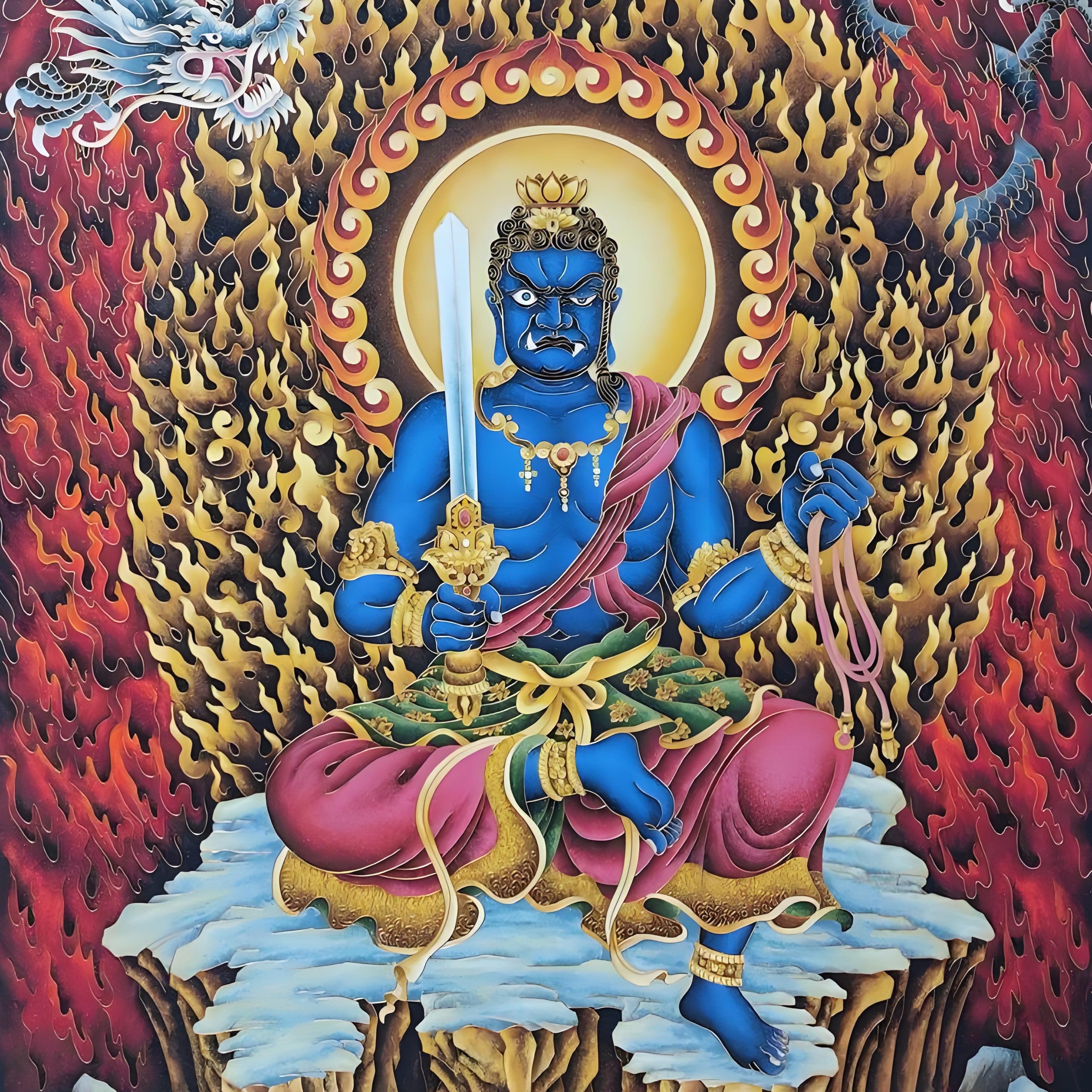 Acala hand-painted Thangka image, showing exquisite details and traditional artistic style