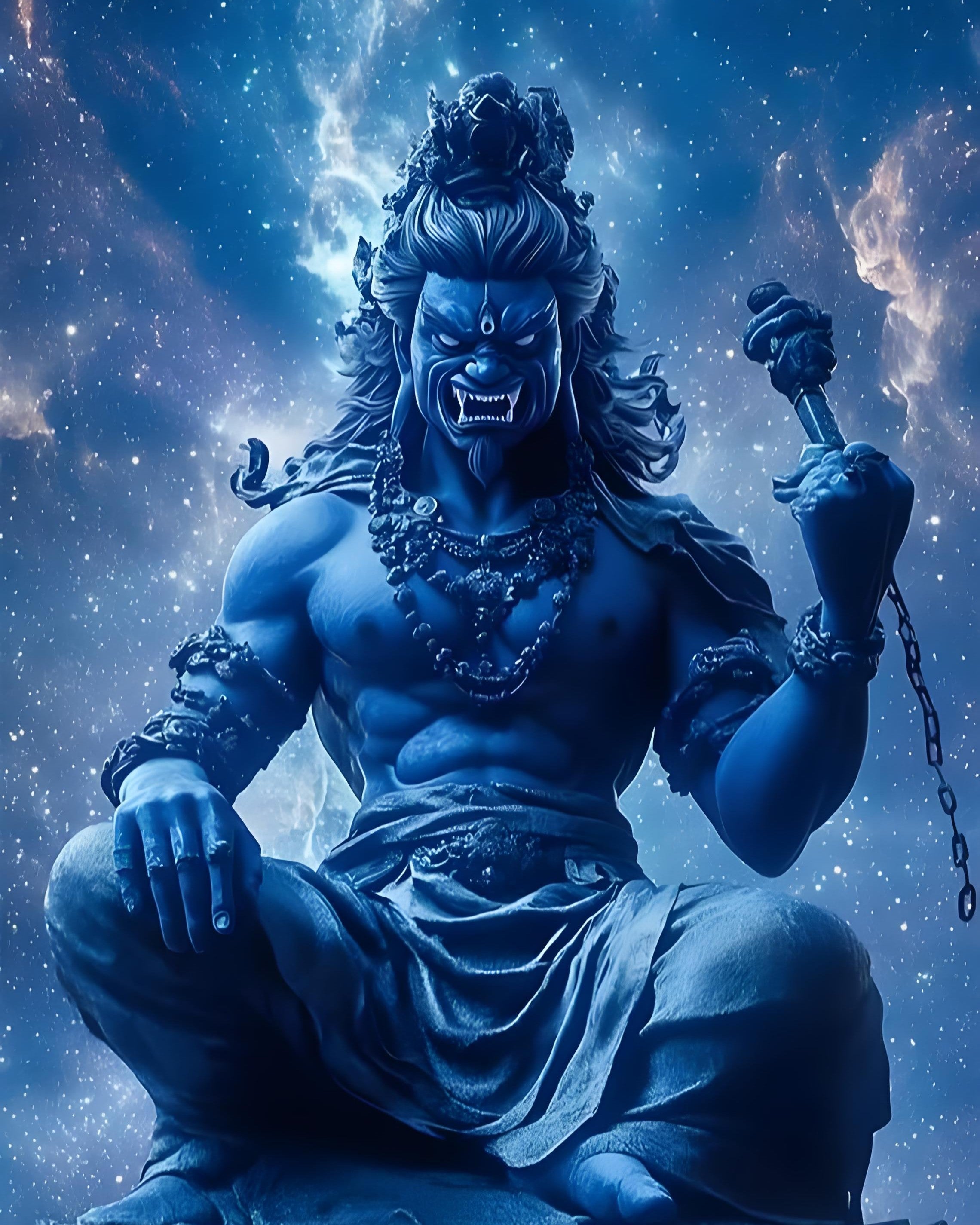 Acala portrait image, showing solemn and fierce appearance with exquisite details