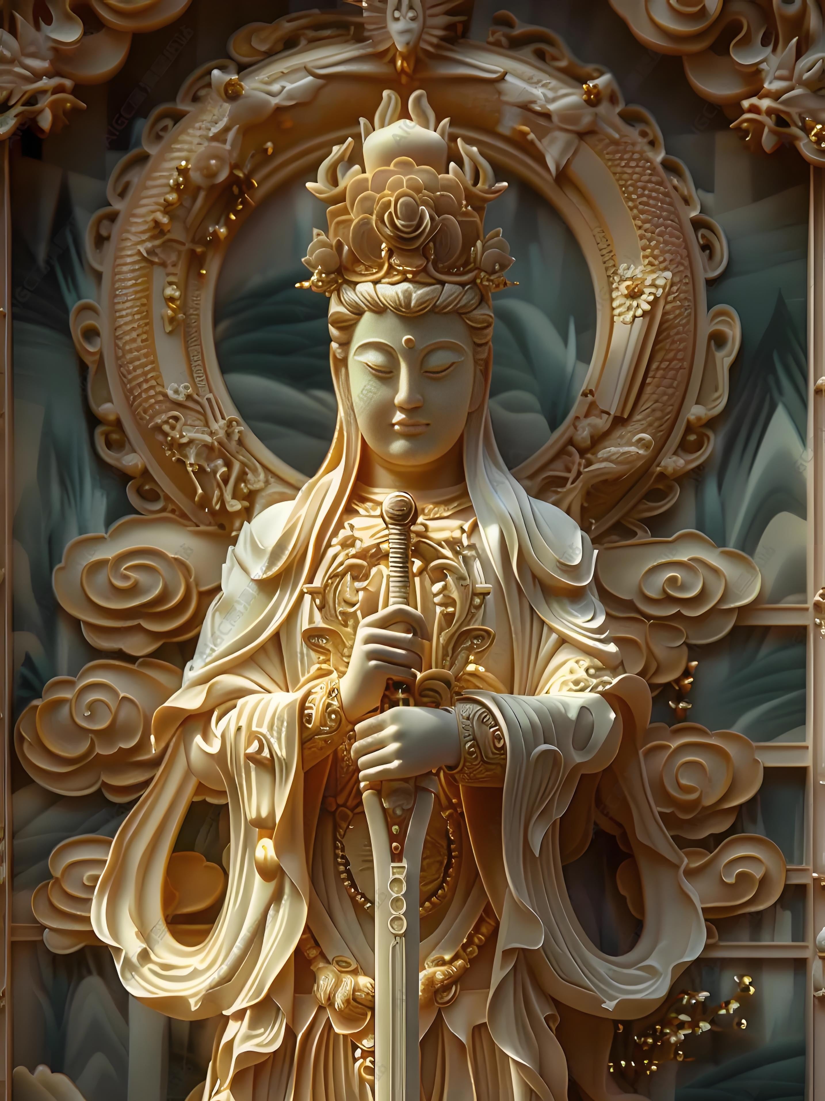 Ākāśagarbha Bodhisattva portrait image, showing solemn and compassionate appearance with exquisite details