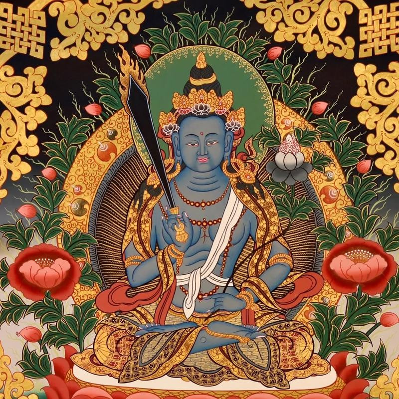 Ākāśagarbha Bodhisattva Thangka art poster portrait, showing exquisite artistic style and details