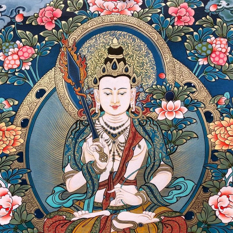 Ākāśagarbha Bodhisattva Thangka photo image, showing high-resolution details and exquisite artistic style