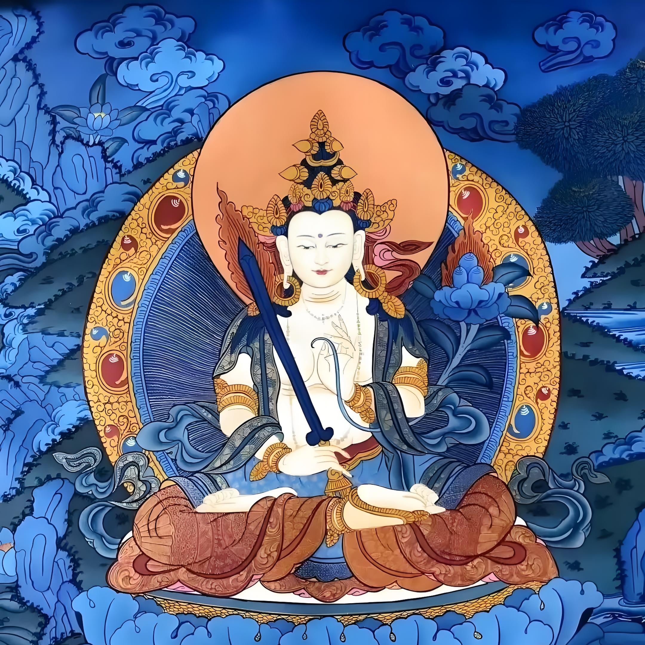 Ākāśagarbha Bodhisattva Thangka poster image, showing full artwork with exquisite details
