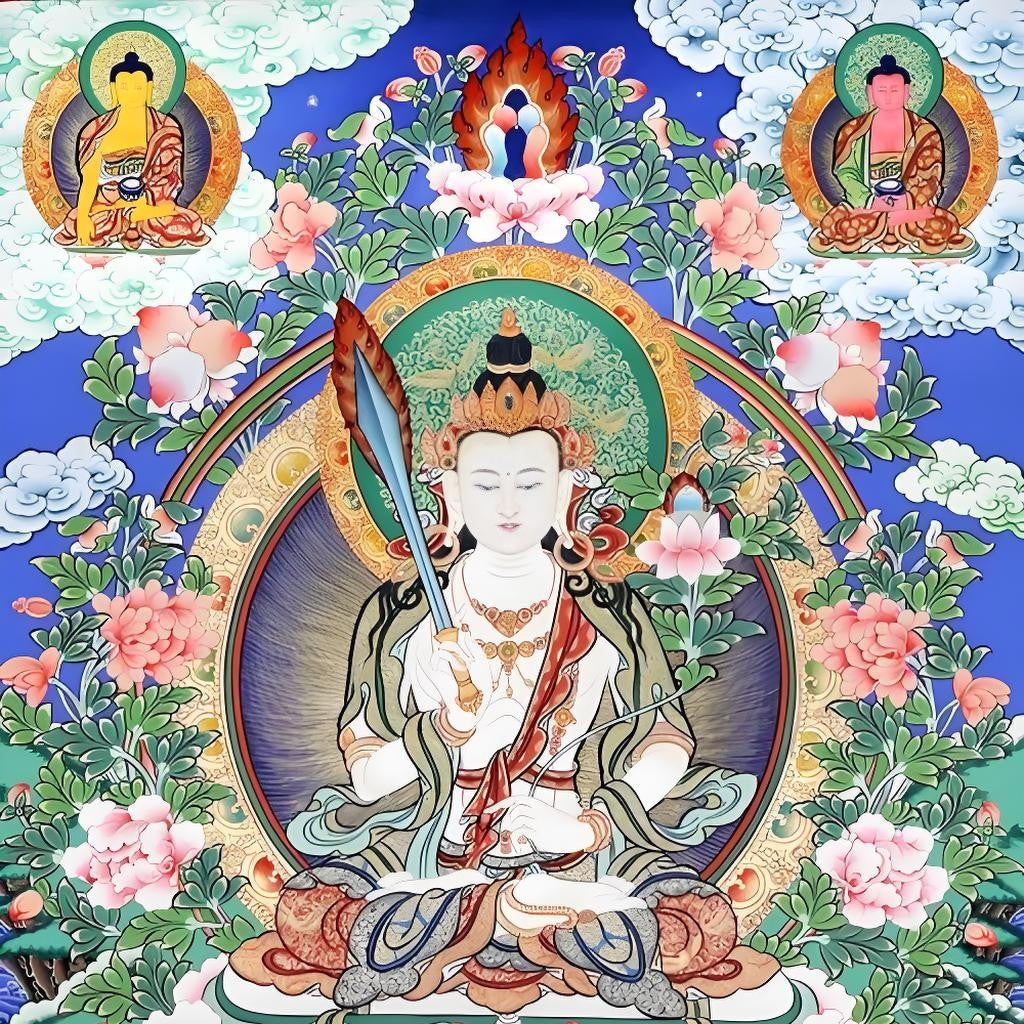 Ākāśagarbha Bodhisattva Thangka wall hanging image, showing full artwork suitable for display