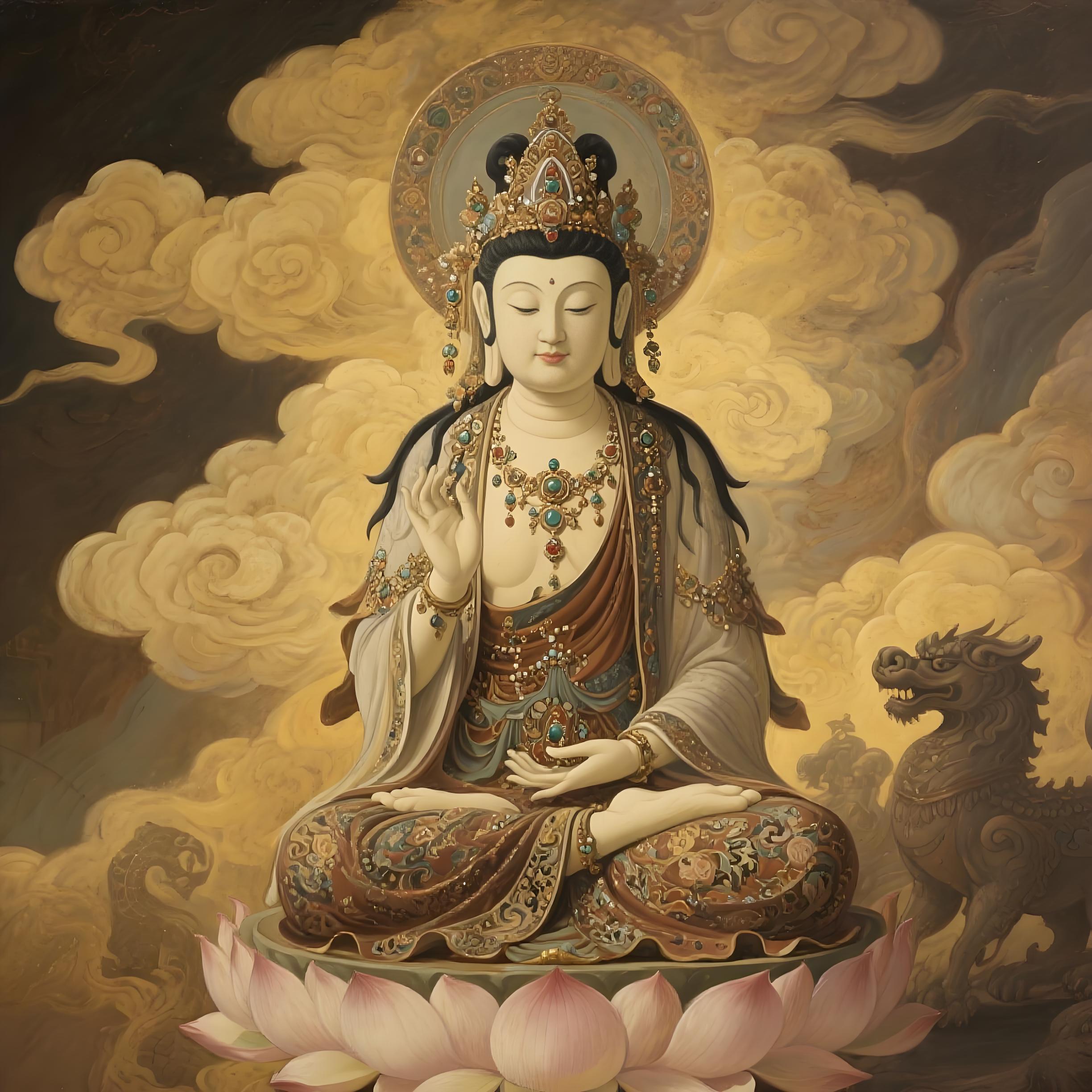 Avalokiteshvara Thangka poster art image, showing exquisite artistic style and full artwork