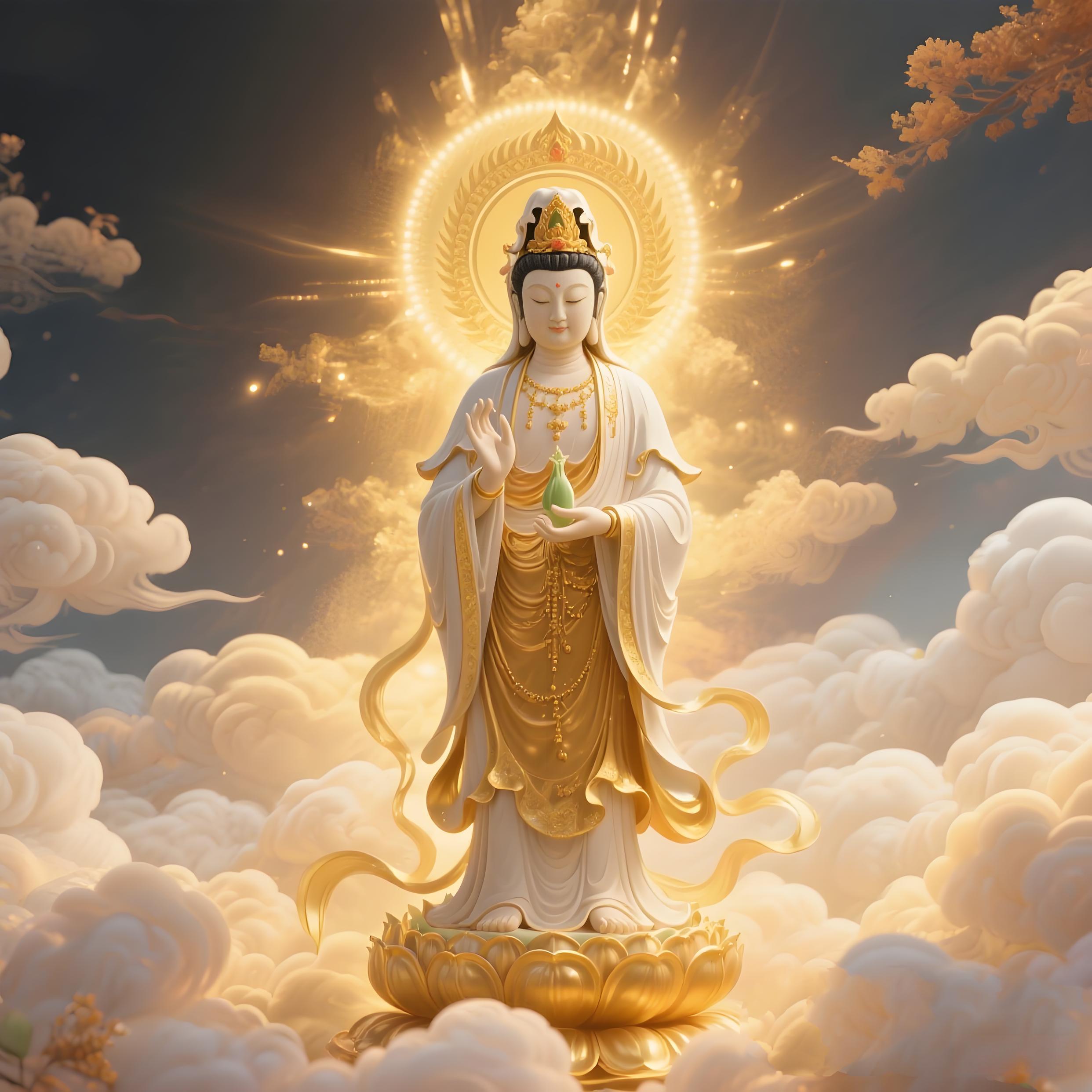 Avalokiteshvara Thangka poster image, showing full artwork with exquisite artistic style
