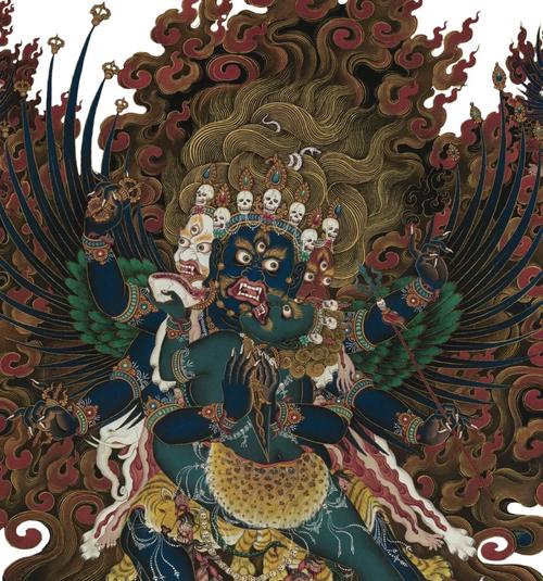 Traditional hand-painted Thangka of Phurba Vajra, Tibetan Buddhist cultural art