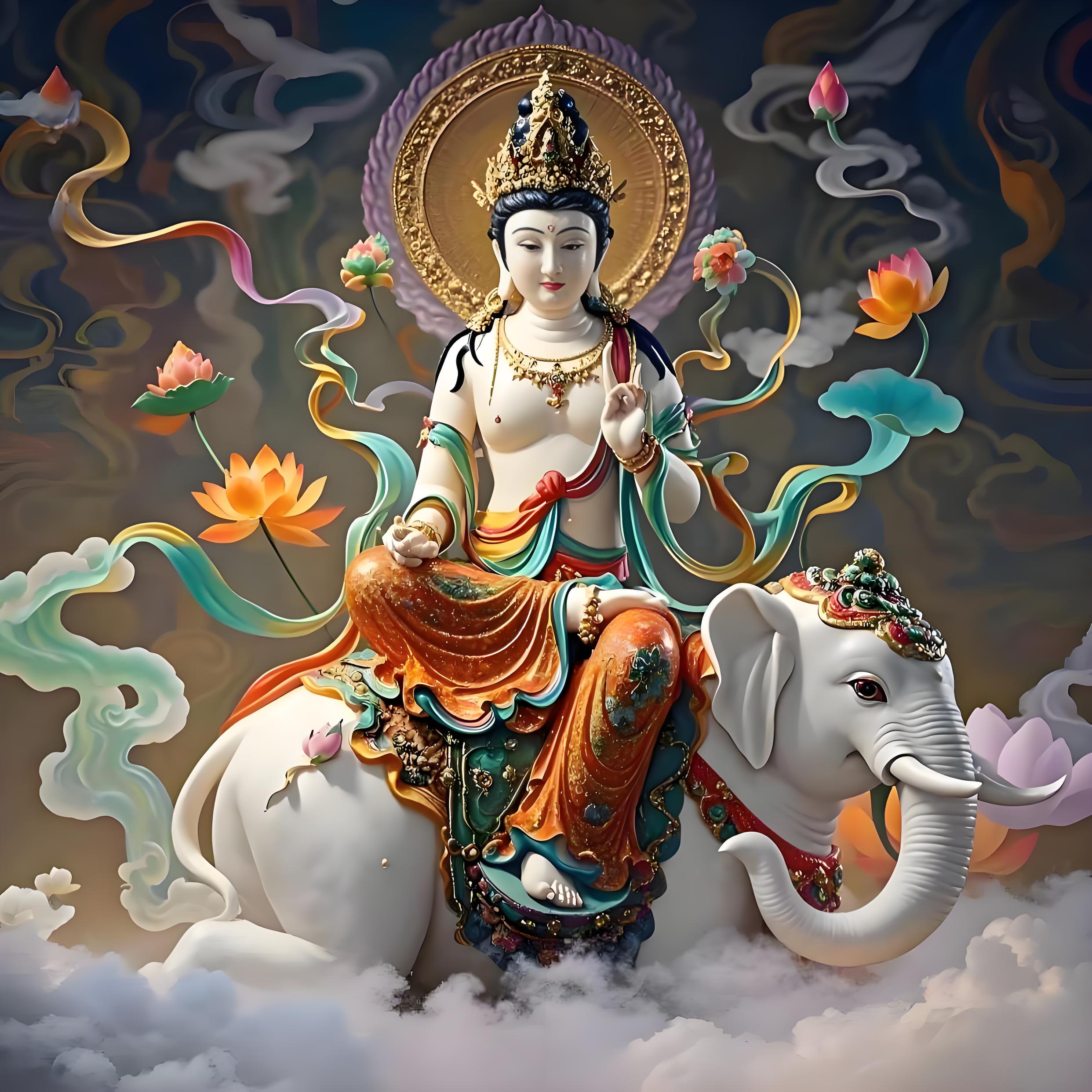 Samantabhadra hand-painted Thangka art poster image, showing exquisite details and traditional artistic style