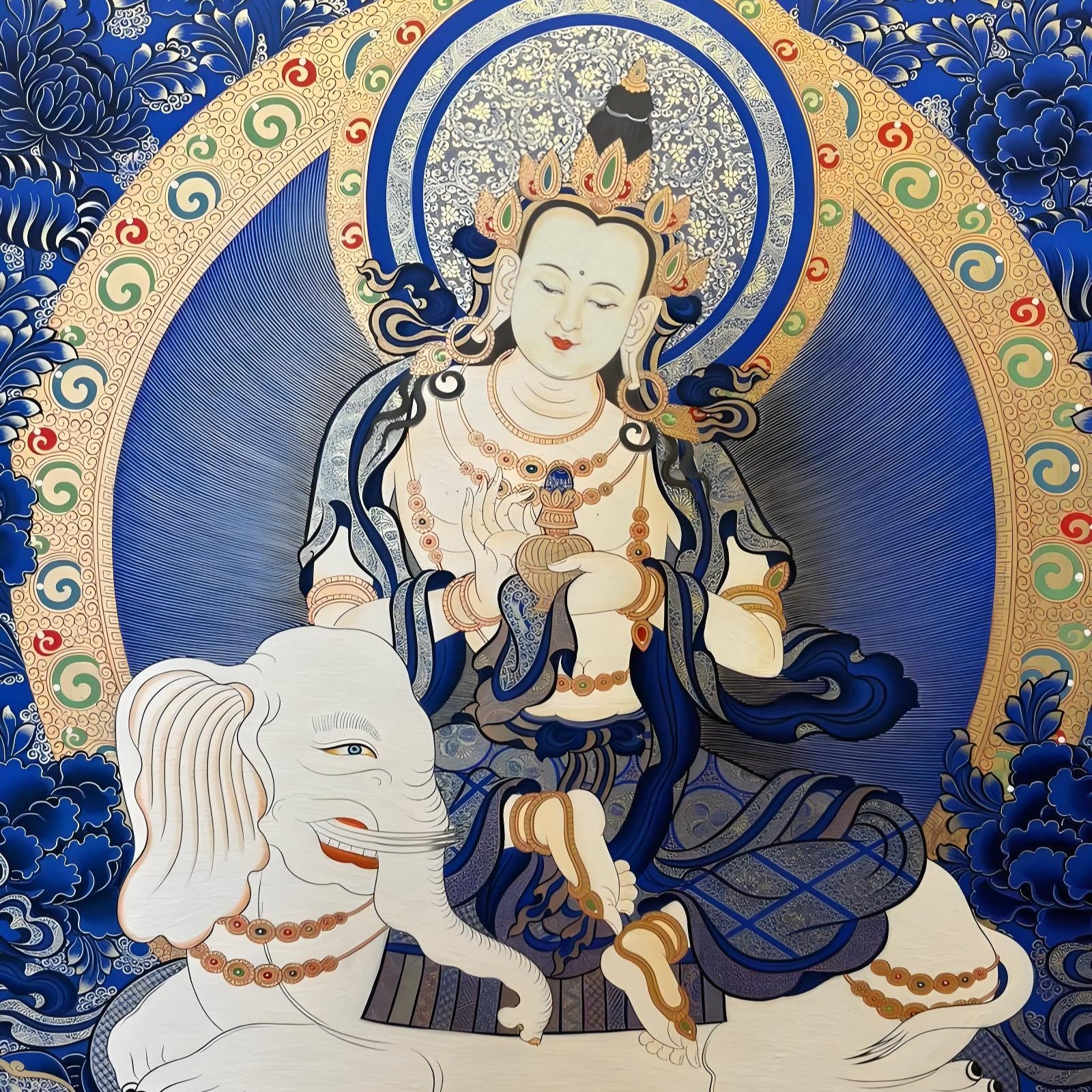 Samantabhadra hand-painted Thangka photo image, showing exquisite hand-painted details and traditional artistic style