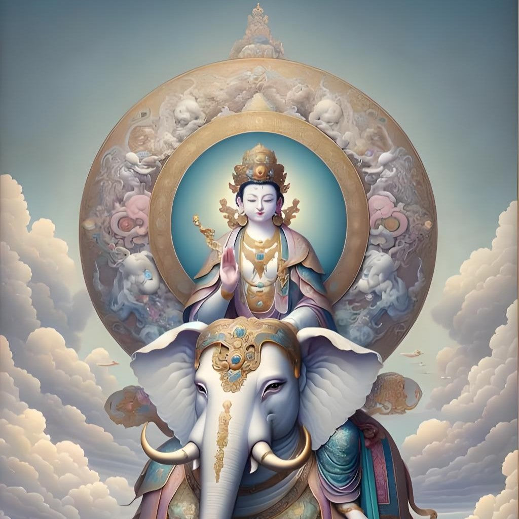 Samantabhadra portrait image, showing solemn and compassionate appearance with exquisite details
