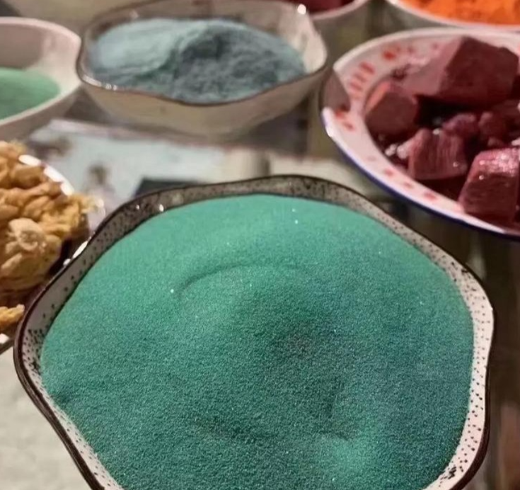 Raw materials of hand-painted Tibetan Thangka, showing natural mineral pigments and painting supplies