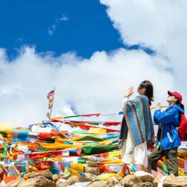 Tibet prayer photo, showing locals praying at temples or sacred sites