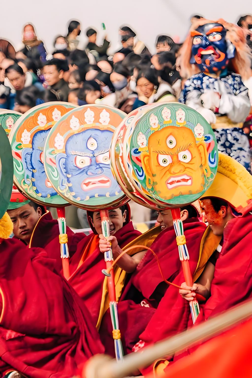 Tibetan Buddhism image, showing temples, monks, and religious atmosphere