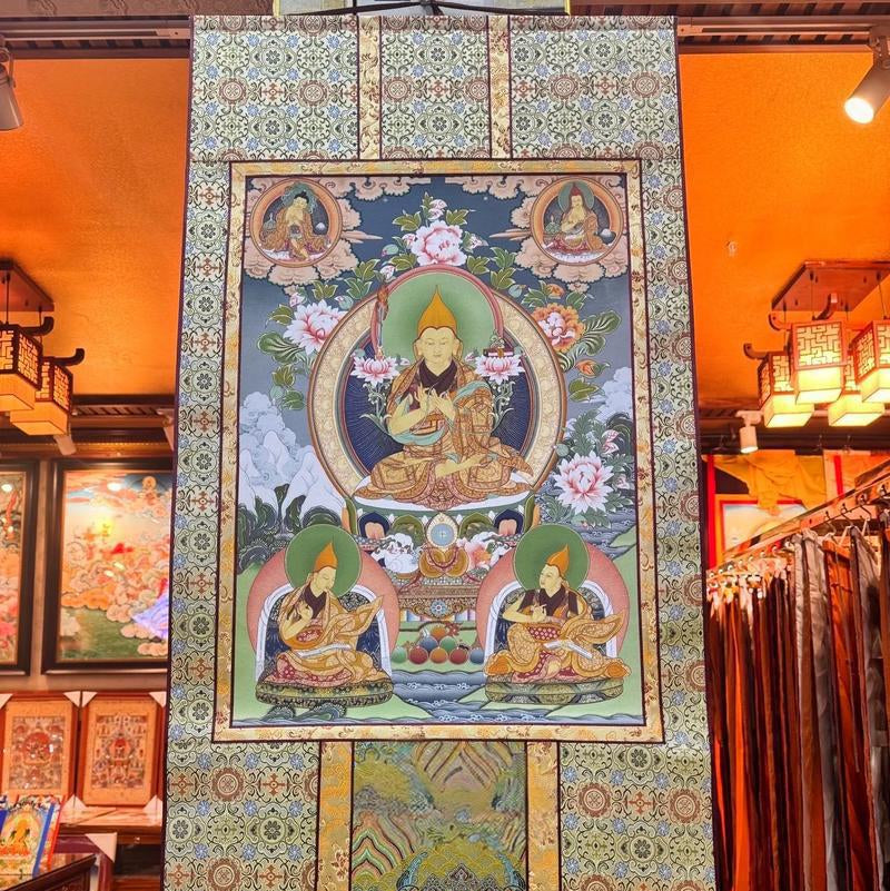 Tibetan Buddhist deity wall hanging image, showing full artwork and exquisite carving craftsmanship
