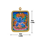 Vajrakilaya hand-painted Thangka pendant double-sided size image, showing front and back with detailed measurements