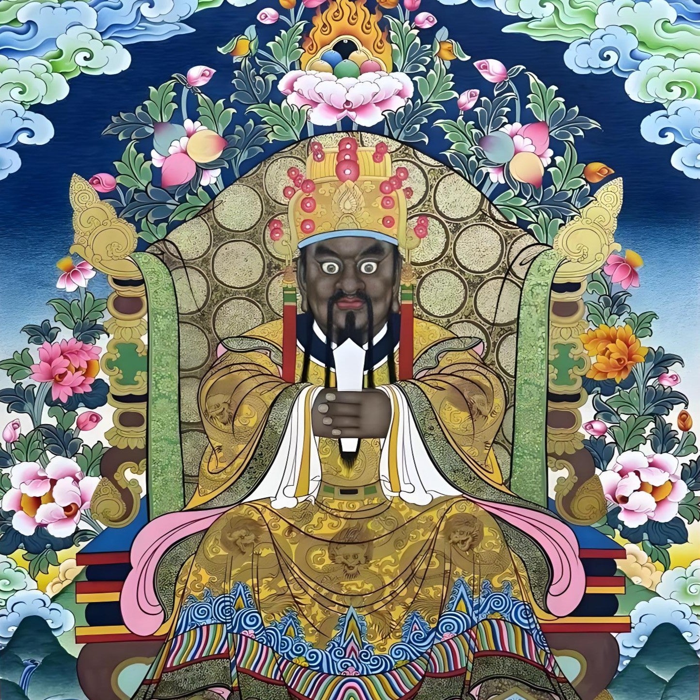 Full-body hand-painted Thangka of Wu Ye, Tibetan Buddhist art