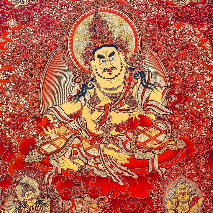 Yellow Jambhala portrait image, showing solemn and majestic appearance with exquisite details