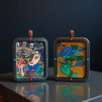 Zakiram Thangka pendant double-sided product display, showing front and back with detailed craftsmanship